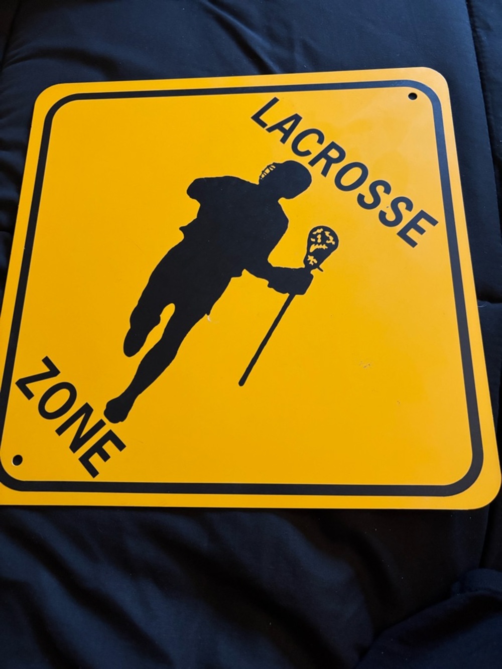 Lacrosse Zone Metal Sign - Yellow and Black.